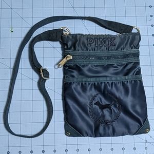 Navy satin PINK cross body bag